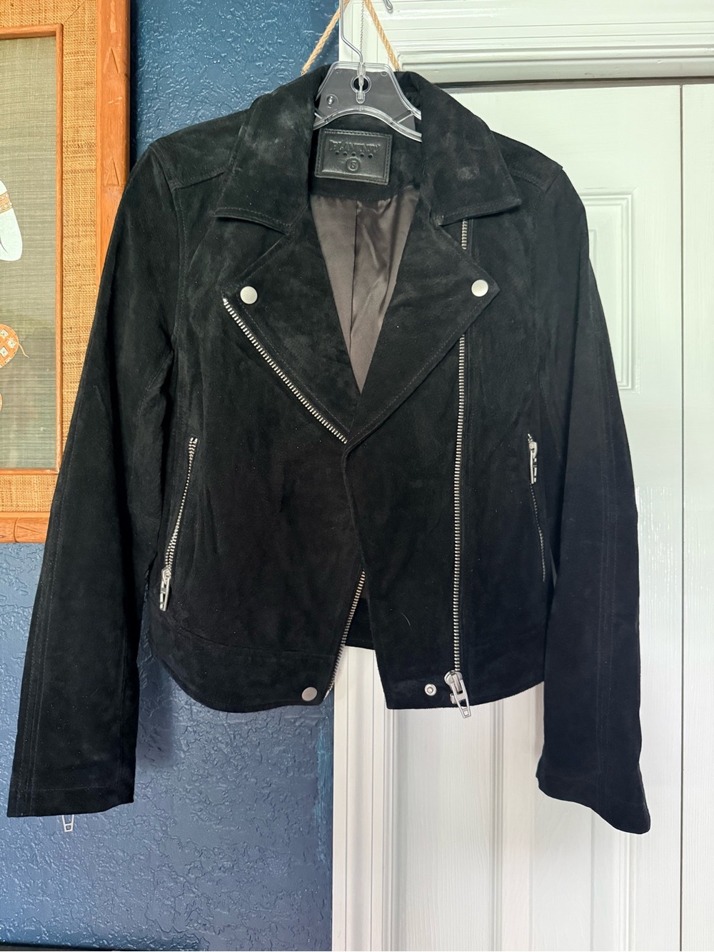 Blank NYC Black Suede Moto Jacket with Silver Hardware